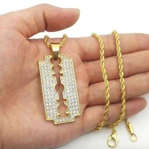 Razor Necklace Diamond Chain Gold Razor Blade